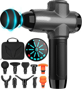 10-Speed Percussion Muscle Massage Gun Deep Tissue for Athletes - with 15 Massage Heads, Carbon Black